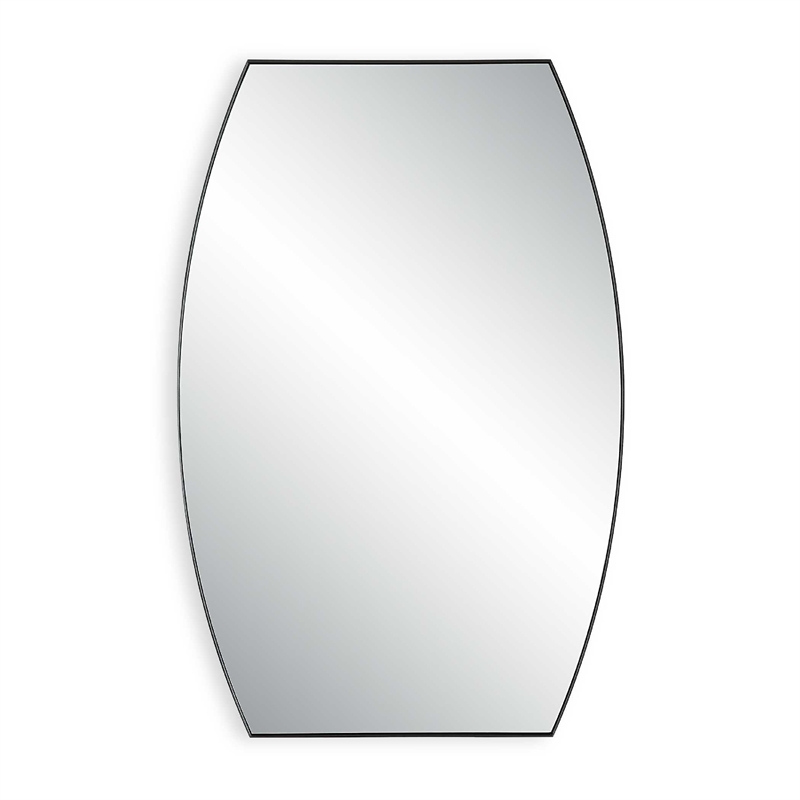 Accent Wall Mirror- Convex Shape- Floating Design- Matte Black 24x36