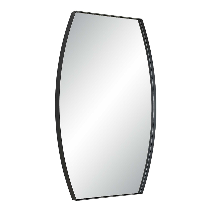 Accent Wall Mirror- Convex Shape- Floating Design- Matte Black 24x36