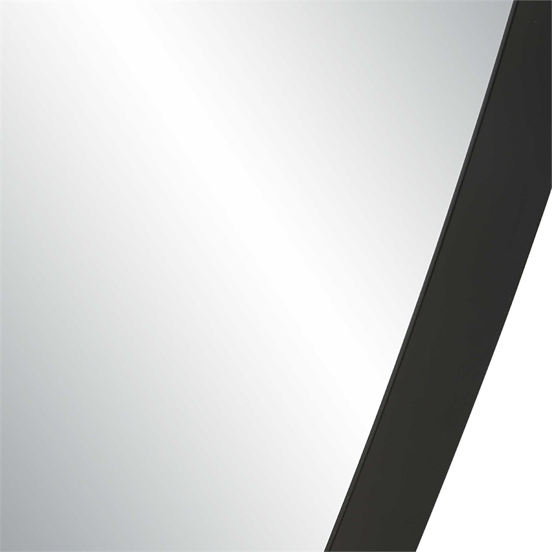 Accent Wall Mirror- Convex Shape- Floating Design- Matte Black 24x36