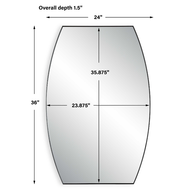 Accent Wall Mirror- Convex Shape- Floating Design- Matte Black 24x36