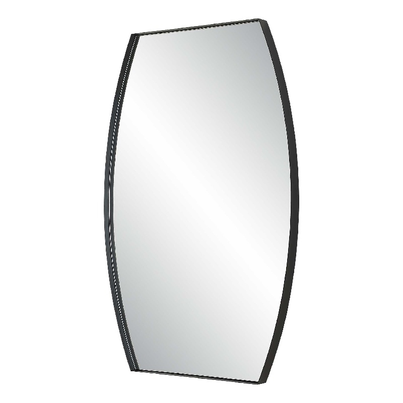 Accent Wall Mirror- Convex Shape- Floating Design- Matte Black 24x36