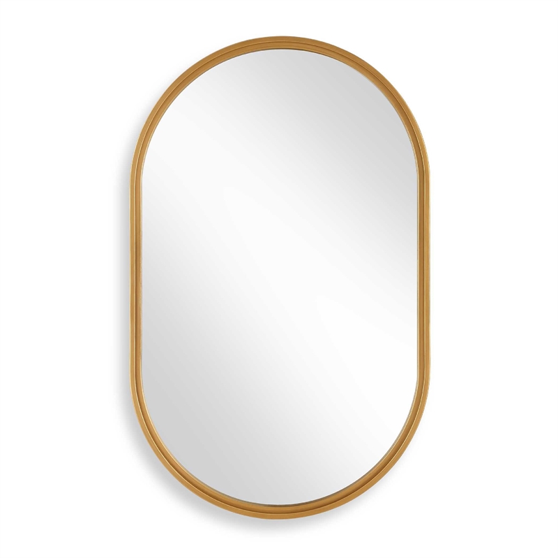 Accent Wall Mirror- Pill Oval Frame- Modern Brushed Gold Finish 22x35