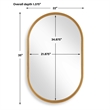 Accent Wall Mirror- Pill Oval Frame- Modern Brushed Gold Finish 22x35