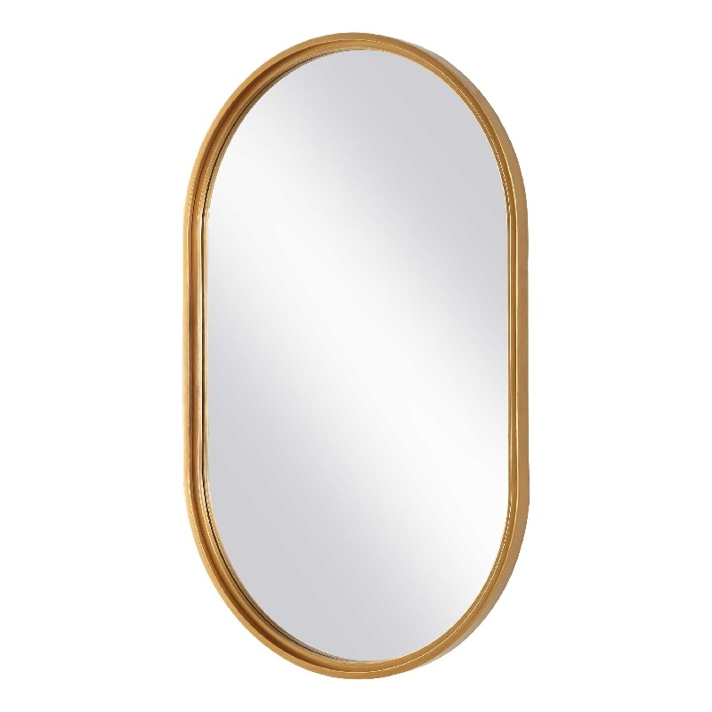 Accent Wall Mirror- Pill Oval Frame- Modern Brushed Gold Finish 22x35