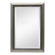 Accent Wall Mirror- 3 Layer Beaded Frame- Modern Style Warm Silver 24x36