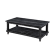 Jade 3pc Coffee Table & End Table- Slatted Shelf- Distress Black Bun Legs