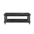 Jade 3pc Coffee Table & End Table- Slatted Shelf- Distress Black Bun Legs