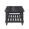 Jade 3pc Coffee Table & End Table- Slatted Shelf- Distress Black Bun Legs