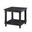 Jade 3pc Coffee Table & End Table- Slatted Shelf- Distress Black Bun Legs