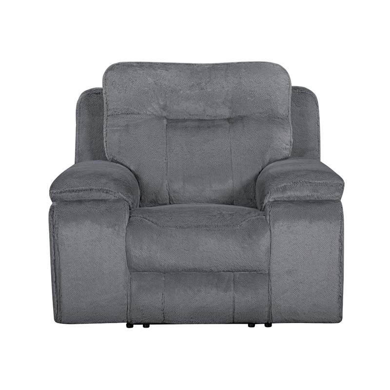 Ted Power Recliner Chair- USB and Cupholders- Cloud Gray Polyester