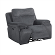 Ted Power Recliner Chair- USB and Cupholders- Cloud Gray Polyester