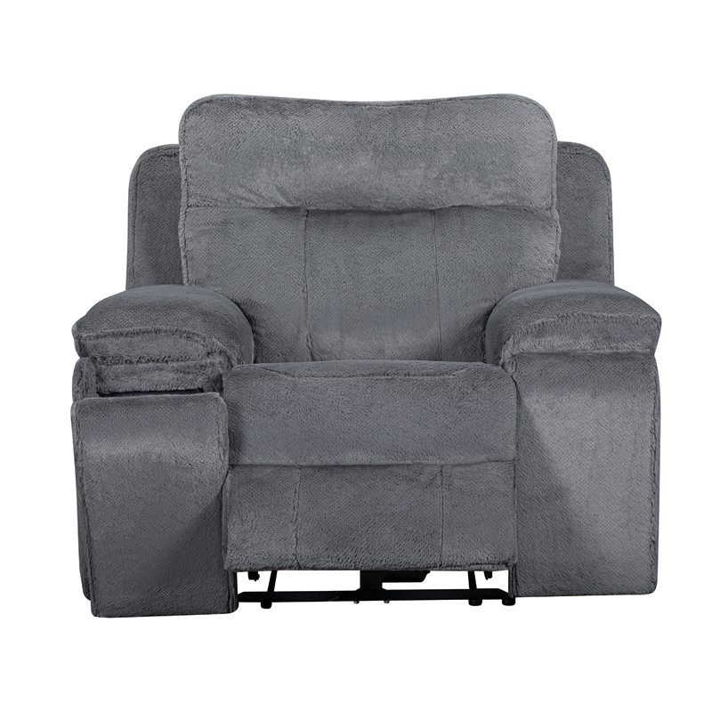 Ted Power Recliner Chair- USB and Cupholders- Cloud Gray Polyester