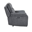 Ted Power Recliner Chair- USB and Cupholders- Cloud Gray Polyester