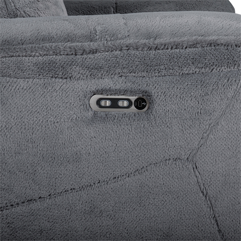 Ted Power Recliner Chair- USB and Cupholders- Cloud Gray Polyester