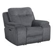 Ted Power Recliner Chair- USB and Cupholders- Cloud Gray Polyester