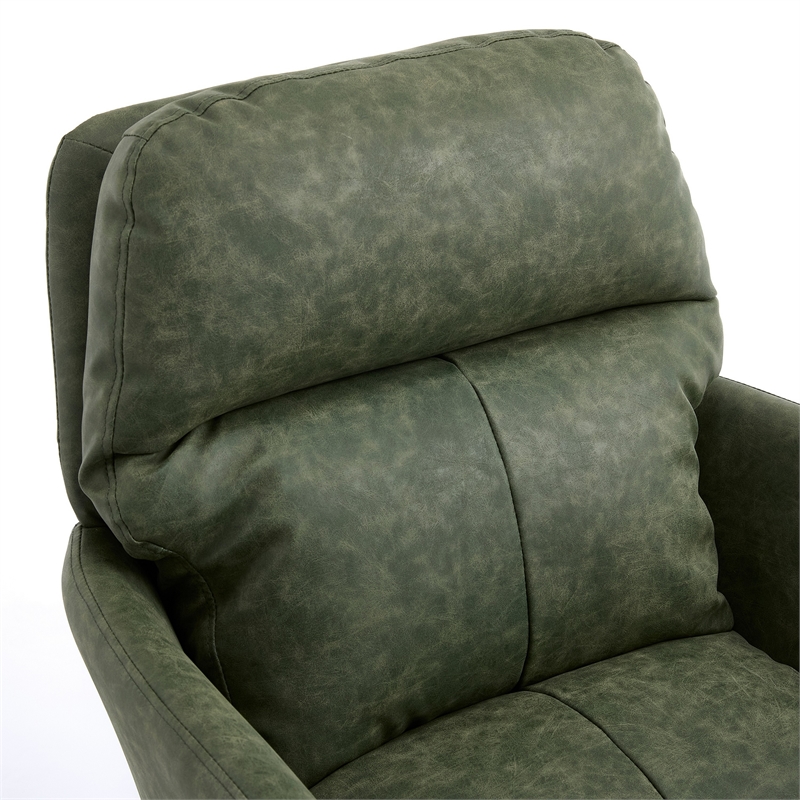 Limz Swivel Office Chair- Adjustable Height- Foam Fill Green Faux Leather