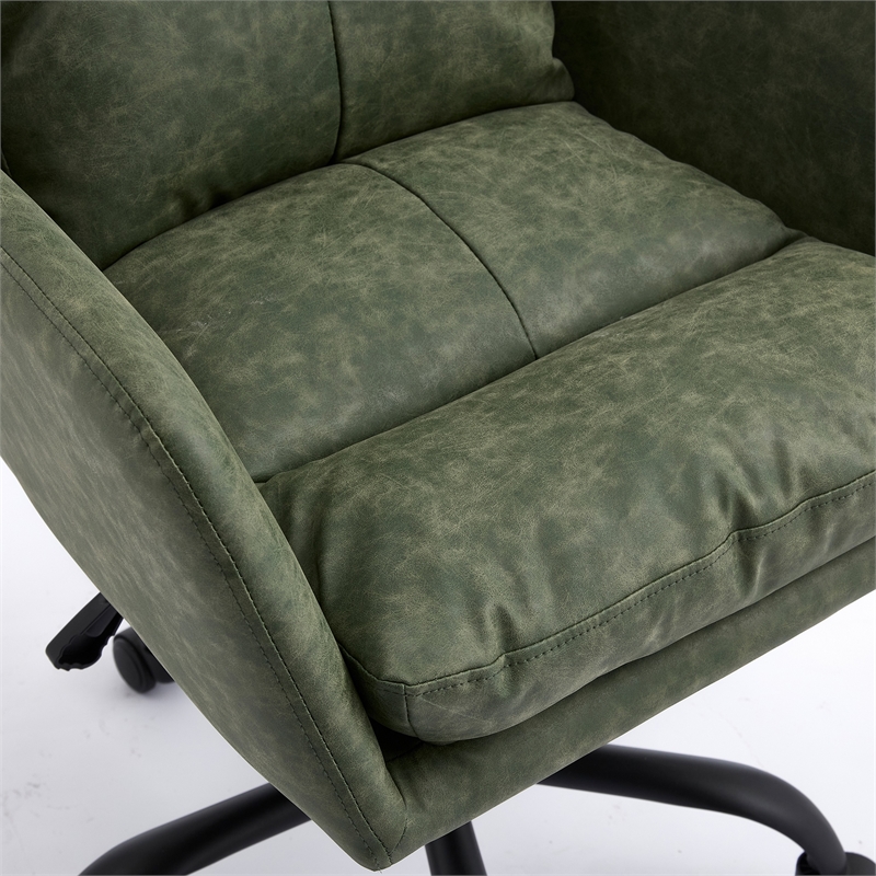 Limz Swivel Office Chair- Adjustable Height- Foam Fill Green Faux Leather