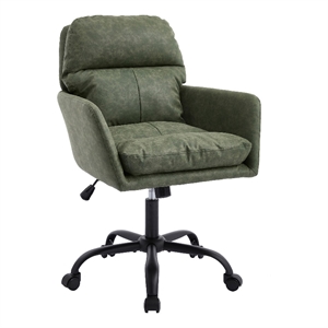 Limz Swivel Office Chair- Adjustable Height- Foam Fill Green Faux Leather