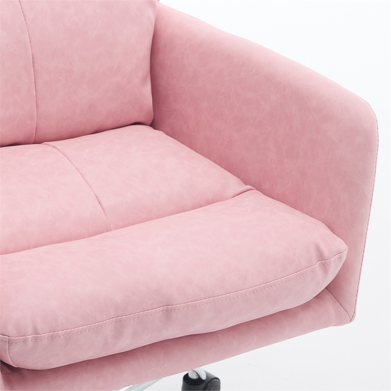 Limz Swivel Office Chair- Adjustable Height- Foam Fill Pink Faux Leather