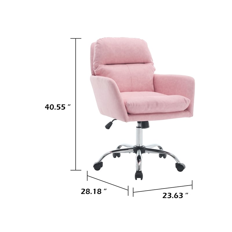 Limz Swivel Office Chair- Adjustable Height- Foam Fill Pink Faux Leather