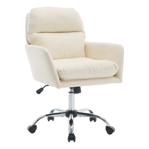 Limz Swivel Office Chair- Adjustable Height- Foam Fill White Faux Leather