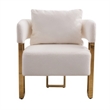 Sery Accent Arm Chair Set of 2- White Teddy Fleece- Gold Square Legs