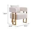 Sery Accent Arm Chair Set of 2- White Teddy Fleece- Gold Square Legs