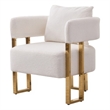 Sery Accent Arm Chair Set of 2- White Teddy Fleece- Gold Square Legs