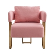 Sery Accent Sofa Chair Set of 2- Pink Teddy Fleece- Gold Square Legs