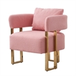 Sery Accent Sofa Chair Set of 2- Pink Teddy Fleece- Gold Square Legs