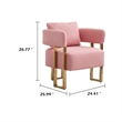 Sery Accent Sofa Chair Set of 2- Pink Teddy Fleece- Gold Square Legs