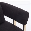 Sery Accent Sofa Chair Set of 2- Black Teddy Fleece- Gold Square Legs