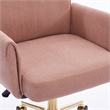 Swivel Office Chair- Light Pink Corduroy- Adjustable Height- Gold Base