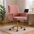 Swivel Office Chair- Light Pink Corduroy- Adjustable Height- Gold Base