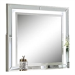 Pumi Dresser Mirror w LED- Glass Panel Trim- Ivory 38x44 Rectangular