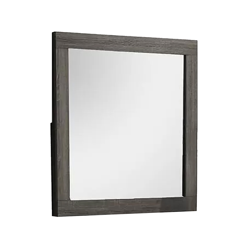 Luyi Dresser Mirror- Framed Border- Textured Foil Gray 35 Inch Square