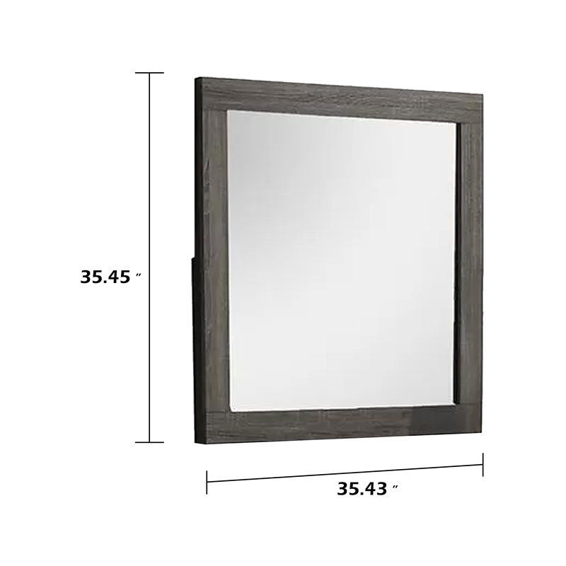 Luyi Dresser Mirror- Framed Border- Textured Foil Gray 35 Inch Square