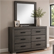 Luyi Dresser Mirror- Framed Border- Textured Foil Gray 35 Inch Square