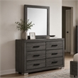 Luyi Dresser Mirror- Framed Border- Textured Foil Gray 35 Inch Square