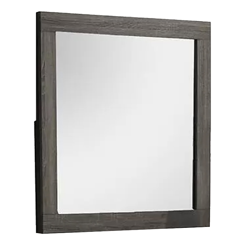 Luyi Dresser Mirror- Framed Border- Textured Foil Gray 35 Inch Square