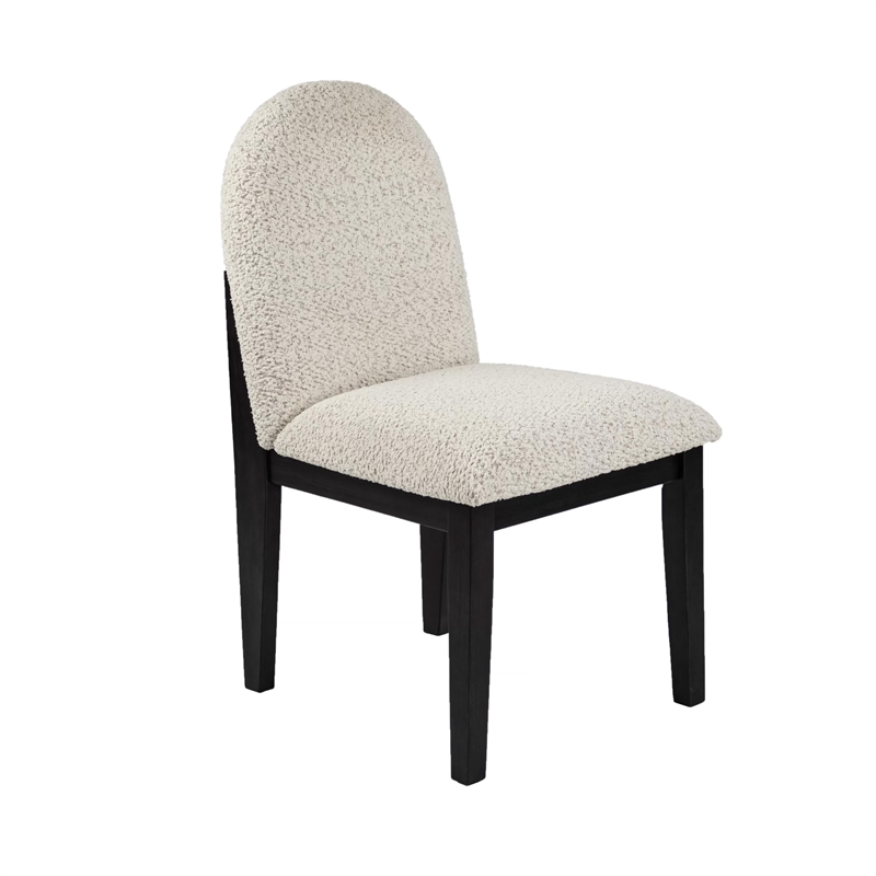 Sima Dining Side Chair Set of 2- Arched Back- White Cushions- Black Frame