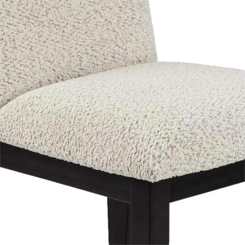 Sima Dining Side Chair Set of 2- Arched Back- White Cushions- Black Frame