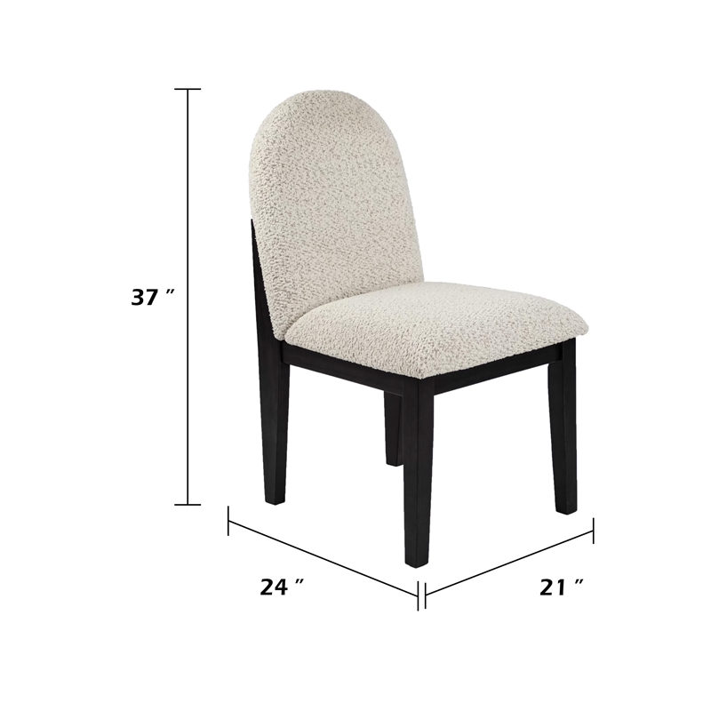 Sima Dining Side Chair Set of 2- Arched Back- White Cushions- Black Frame