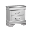 Shoba Nightstand- 2 Textured Drawers- Faux Diamond Inlaid Handles- White