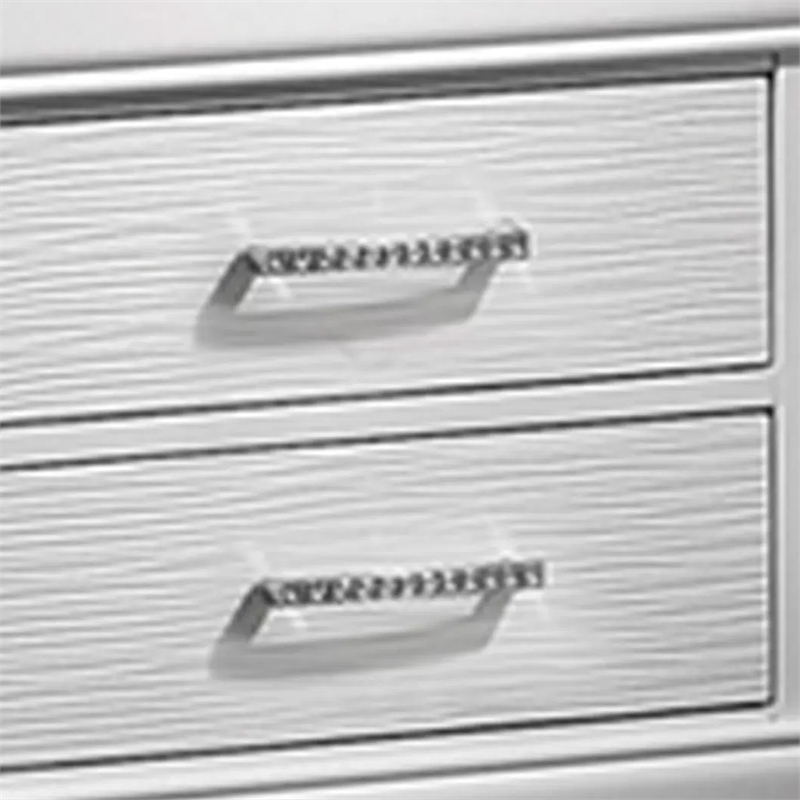 Shoba Nightstand- 2 Textured Drawers- Faux Diamond Inlaid Handles- White