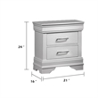 Shoba Nightstand- 2 Textured Drawers- Faux Diamond Inlaid Handles- White