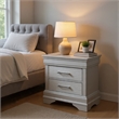 Shoba Nightstand- 2 Textured Drawers- Faux Diamond Inlaid Handles- White