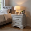 Shoba Nightstand- 2 Textured Drawers- Faux Diamond Inlaid Handles- White