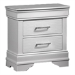 Shoba Nightstand- 2 Textured Drawers- Faux Diamond Inlaid Handles- White