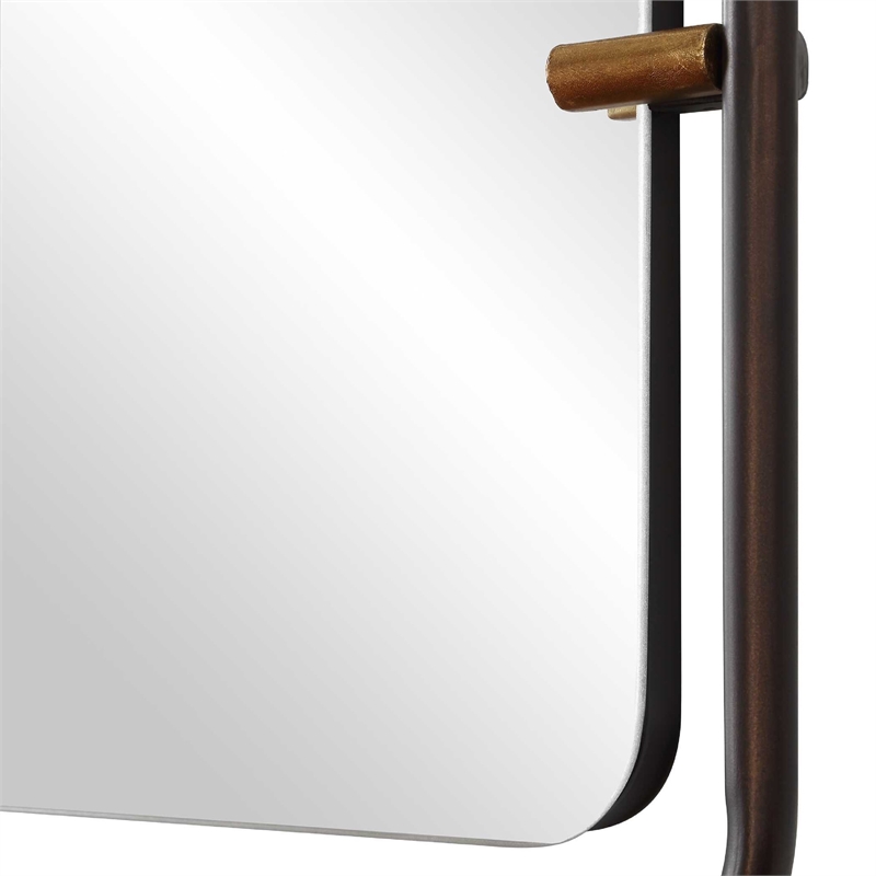 Decorative Wall Mirror- Gold Leaf Accent Tabs- 22x36 Rectangular Frame